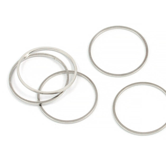 Connector, platt ring, platina, 20mm, 8st