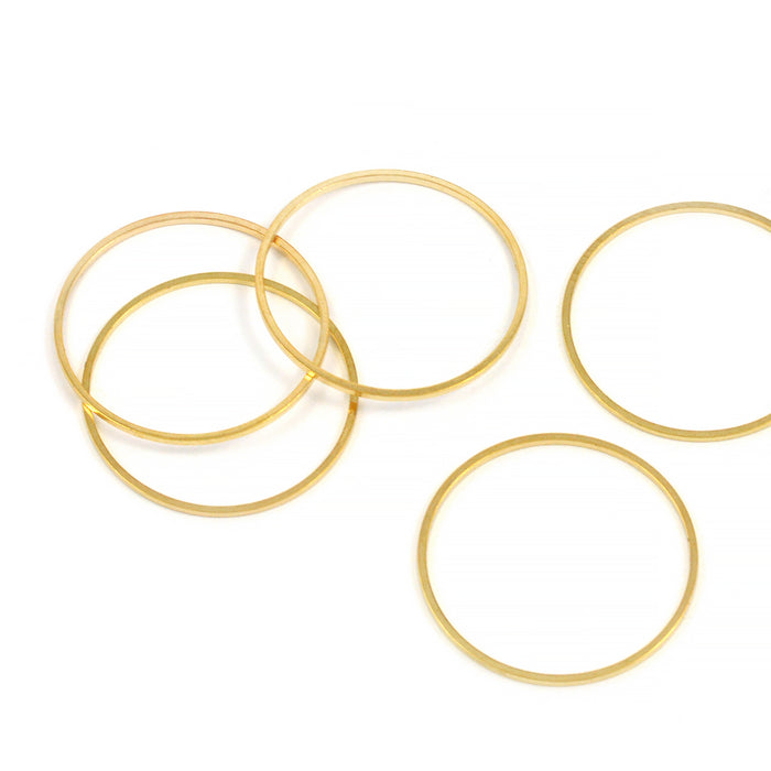 Connector, platt ring, guld, 25mm, 8st