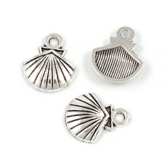 Berlock, snäcka, antiksilver, 12x11mm, 10st