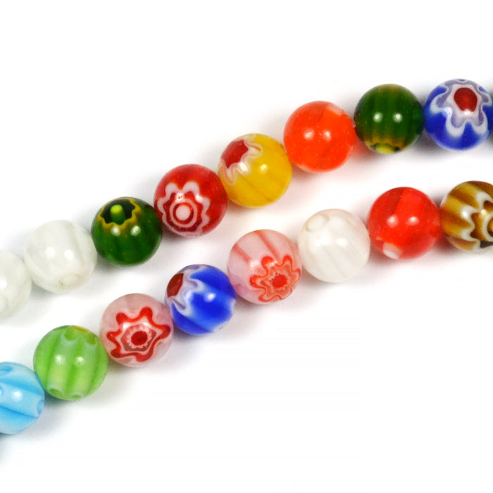 Runda millefiori pärlor, 8mm