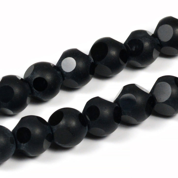 Glaspärlor, frostad/blank, svart, 10mm