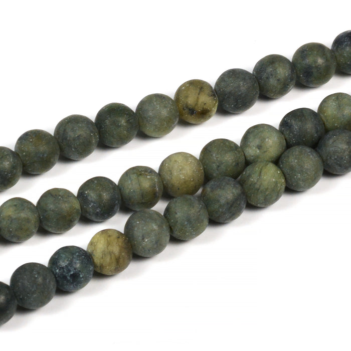 Frostade jade pärlor, deep green, 6mm