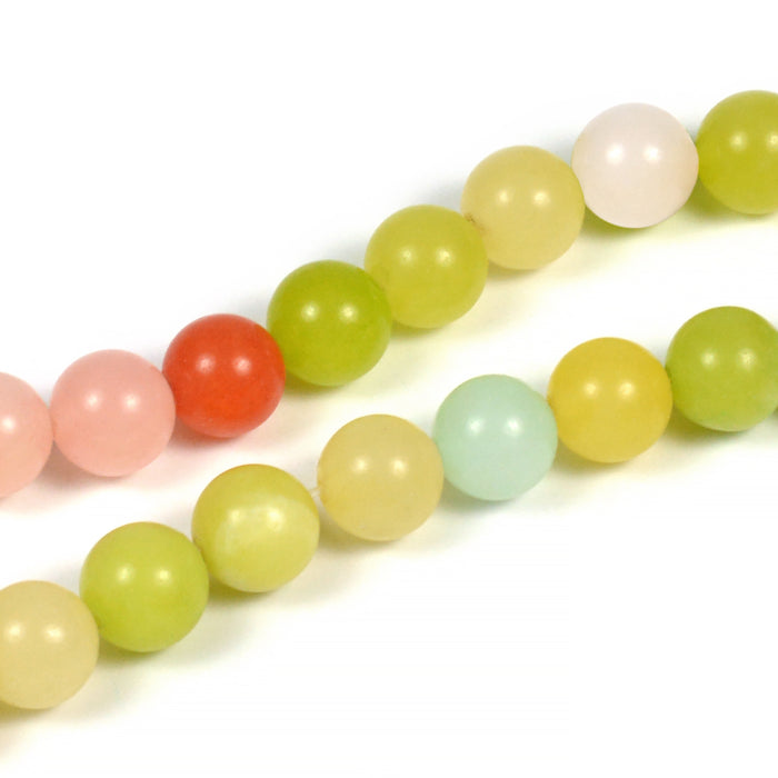 Jade pärlor, mixade pastellfärger, 8mm