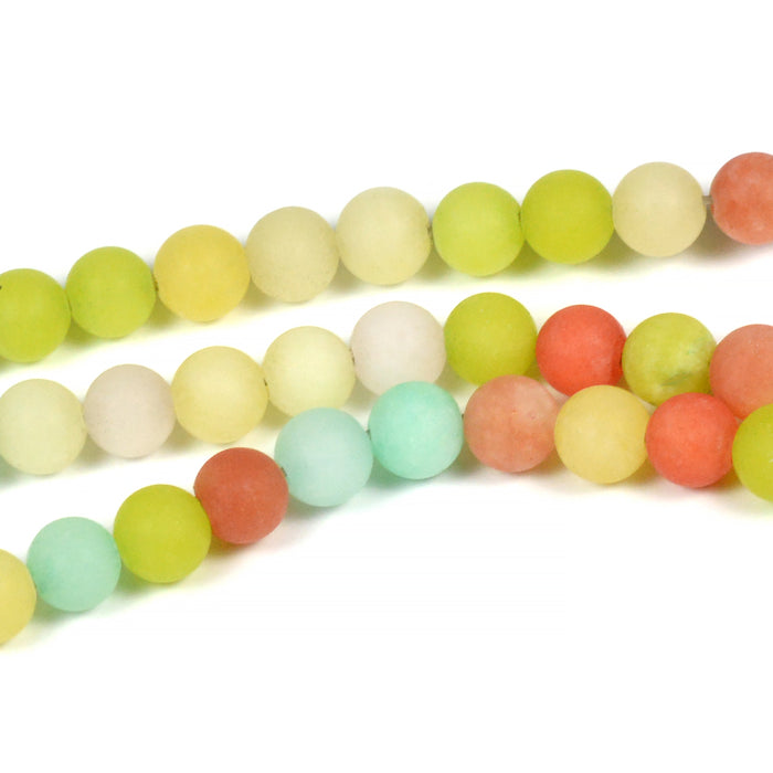 Frostade jade pärlor, mixade pastellfärger, 6mm