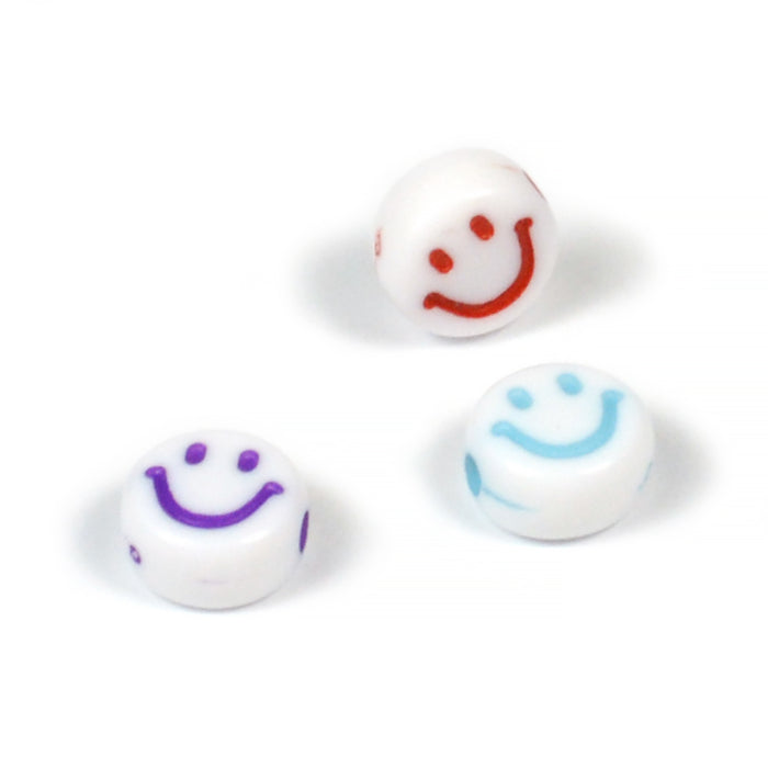 Vita pärlor med emoji, färgmix, 100st