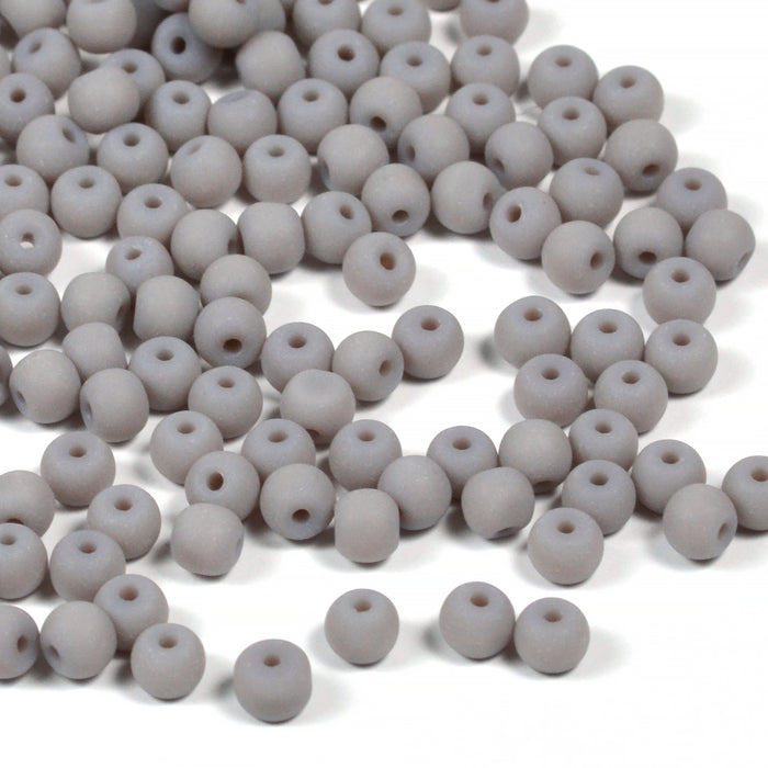 Seed Beads, 4mm, frostad ljusgrå, 20g