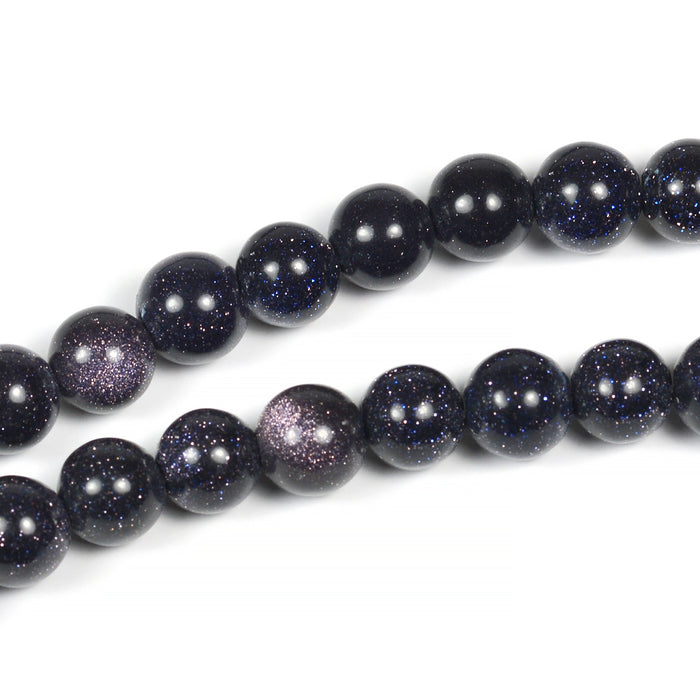 Guldsten glaspärlor, midnattsblå, 8mm