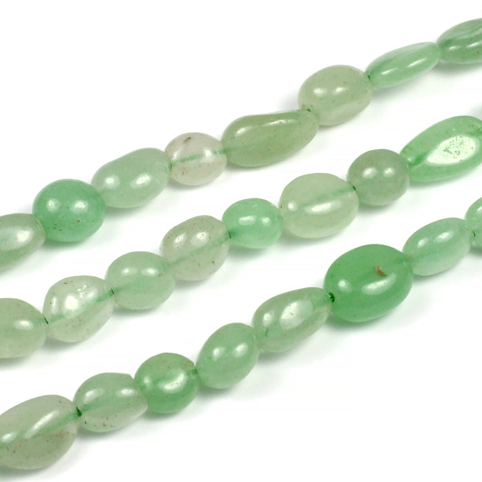 Aventurin pärlor, pale green, nuggets, 6-9mm