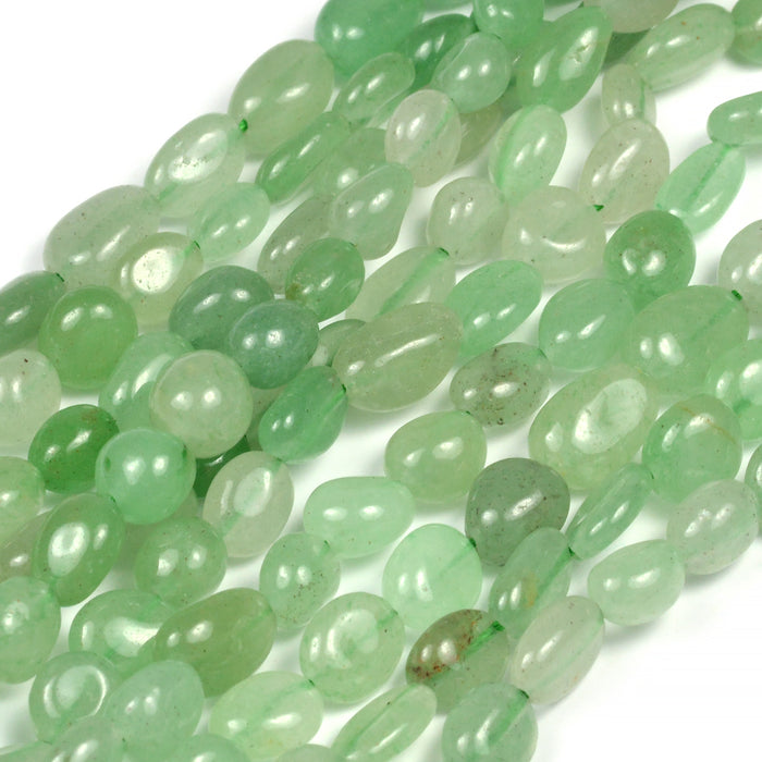 Aventurin pärlor, pale green, nuggets, 6-9mm