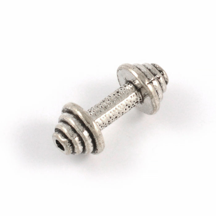 Metallpärlor, hantel, antiksilver, 20x9mm, 5st