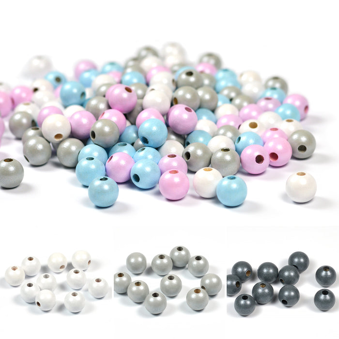 Träpärlor, 10mm, pärlemor-effekt, 250-pack