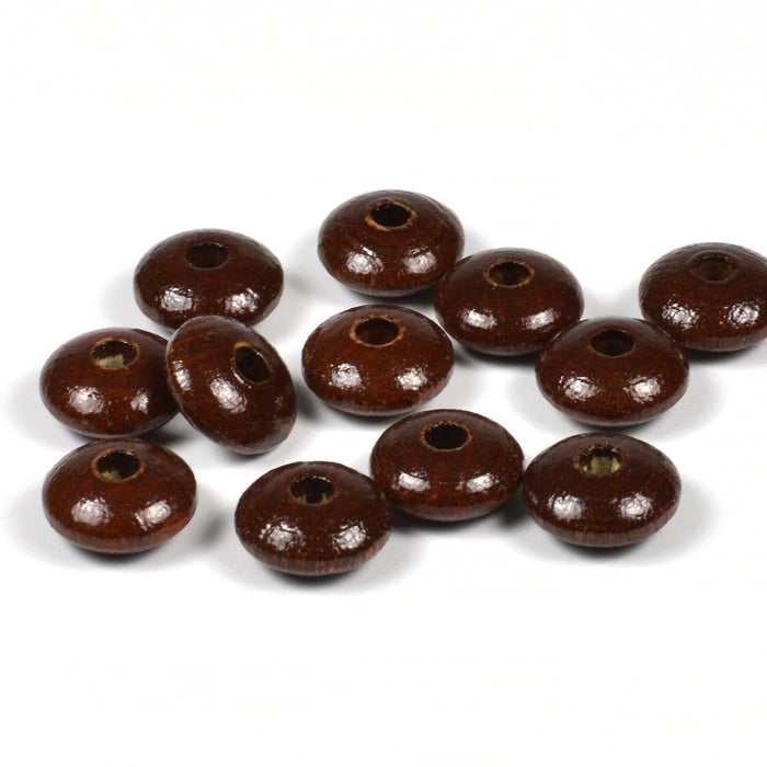 Wooden lenses, chocolate brown, 50 pcs