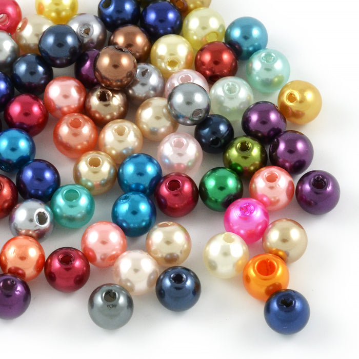 Pearl imitation in acrylic, 8mm, color mix, 100pcs