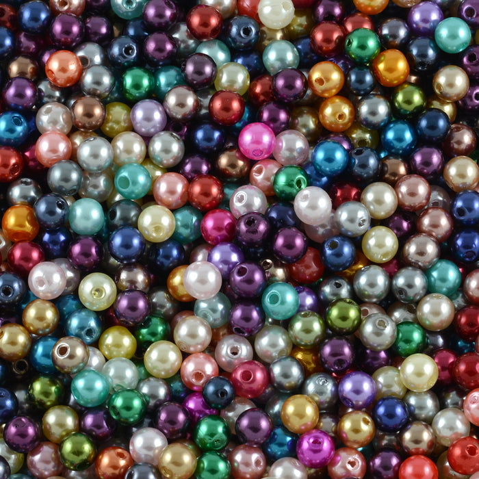 Pearl imitation in acrylic, 8mm, color mix, 100pcs