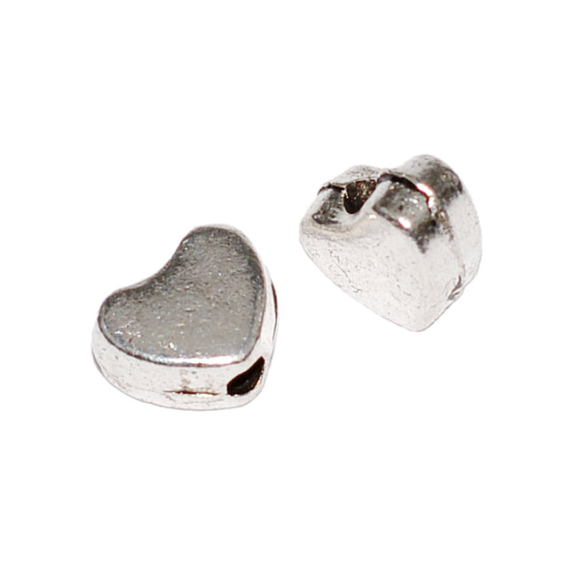 Små metallhjärtan, antiksilver, 6mm, 50st