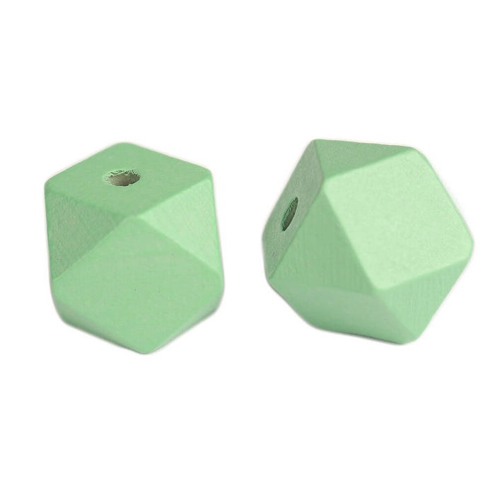 Angular colored wooden beads, 20mm, 2-pack