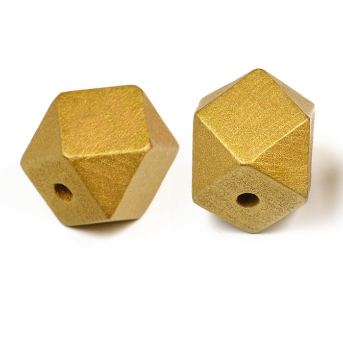 Angular colored wooden beads, 20mm, 2-pack