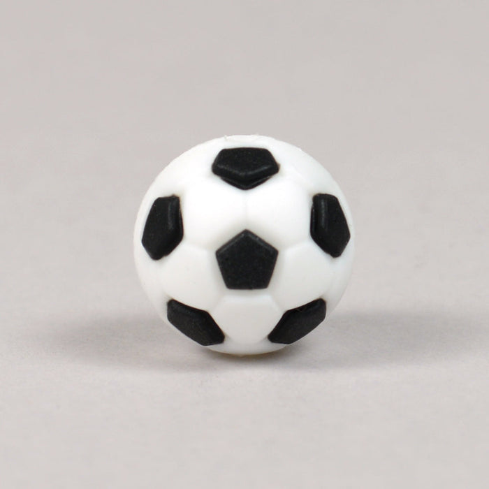 Round silicone bead, football, black, 15mm