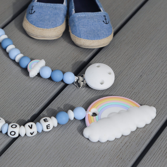 Silicone teether, rainbow on clouds