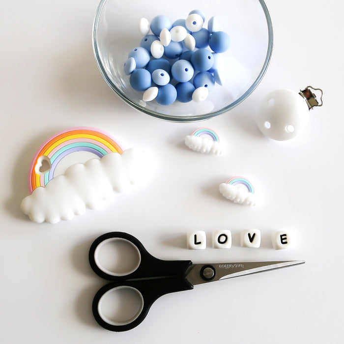 Silicone teether, rainbow on clouds