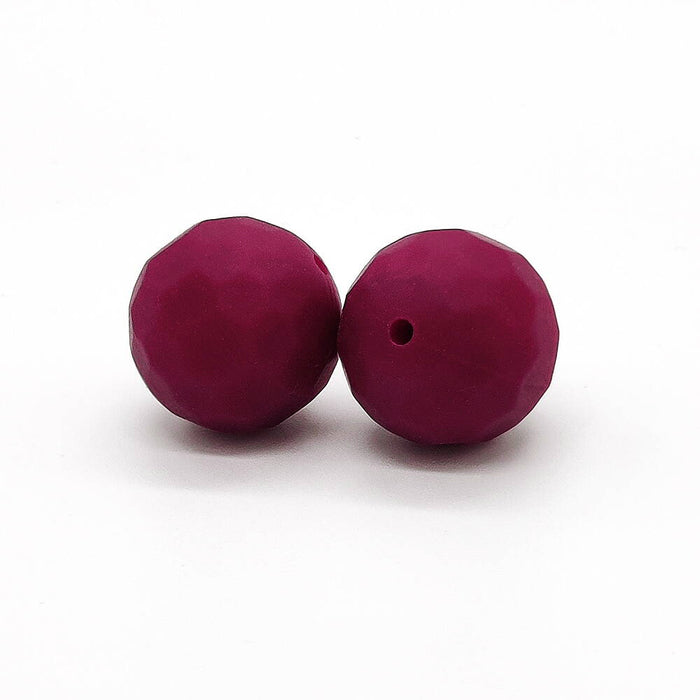 Faceted silicone bead, burgundy, 15mm