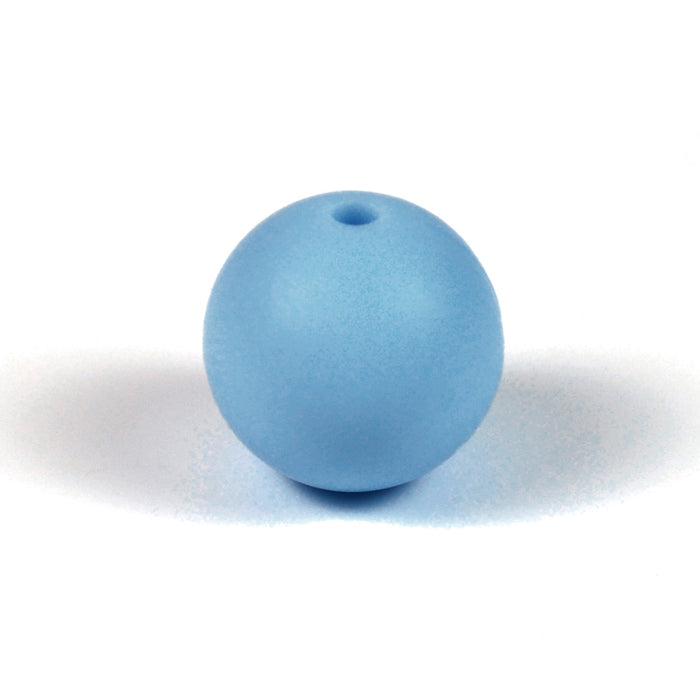 Silikonperler, pudderblå, 15 mm