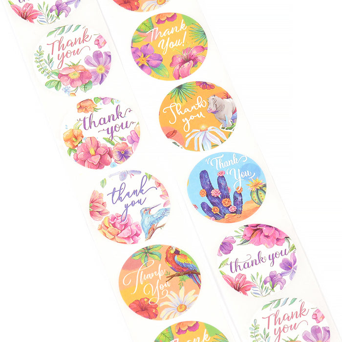 Stickers "thank you", tropical, 25mm, 24 pcs