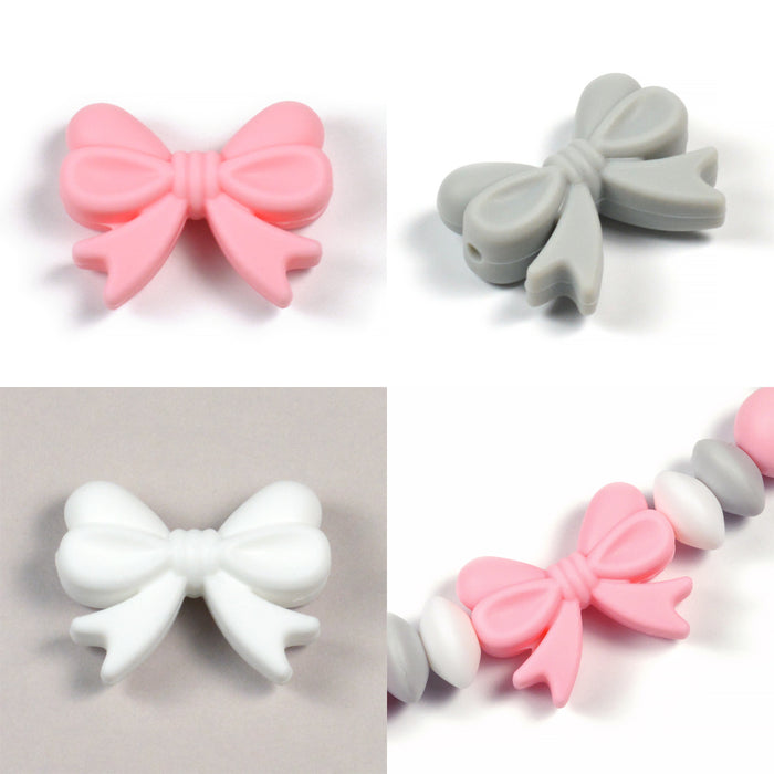 Motive bead in silicone, fine bow