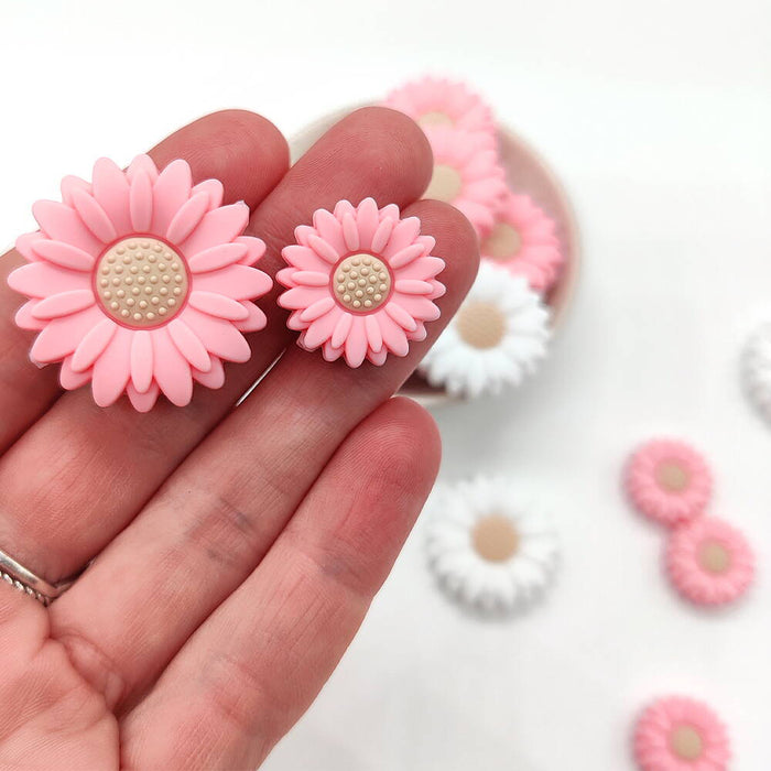 Motive bead in silicone, large daisy