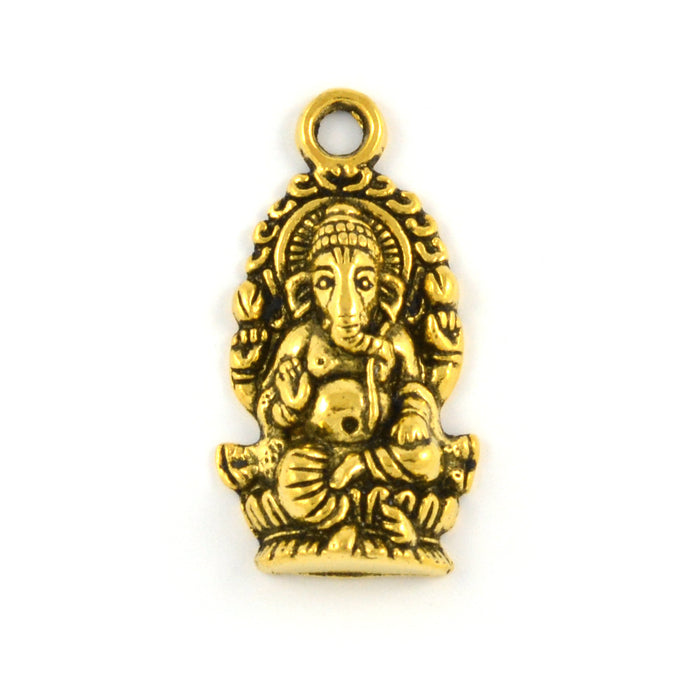 Charm, Ganesha, antique gold, 14x22mm, 3pcs