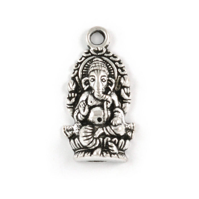 Charm, Ganesha, antikk sølv, 14x22mm, 3stk