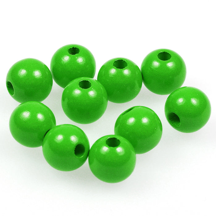 Wooden beads, 12mm, green, 35pcs