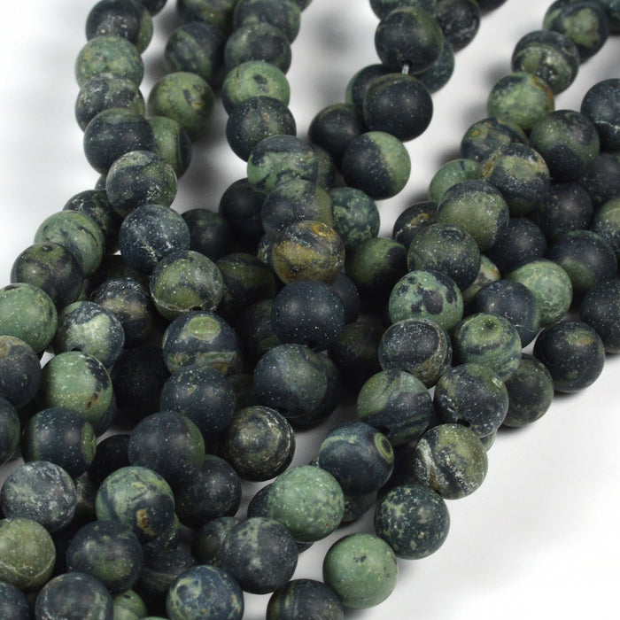 Kambaba jasper beads, frosted, 6mm