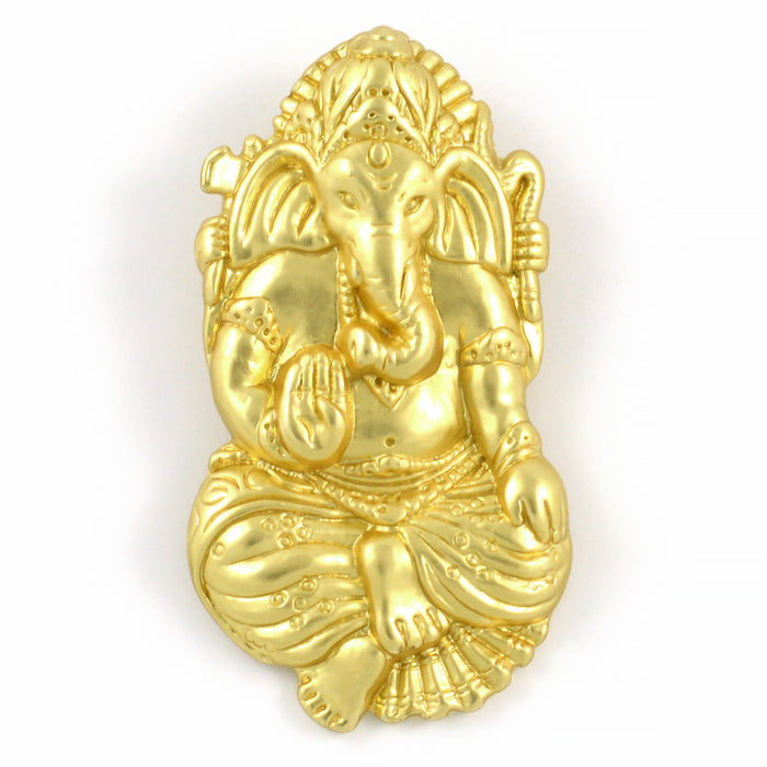 Large charm / pendant, Ganesha, gold, 24x43mm, 1pc