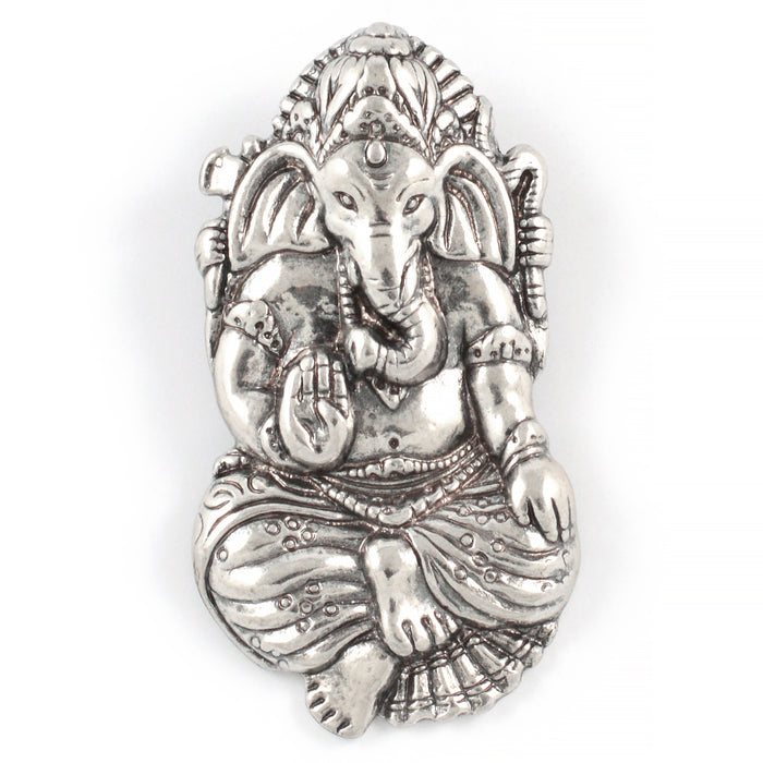 Stor sjarm/anheng, Ganesha, antikk sølv, 24x43mm, 1stk