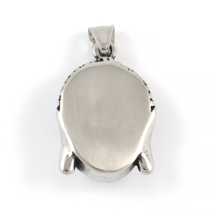 Large charm / pendant, Buddha head, stainless steel, 24x29mm, 1pc