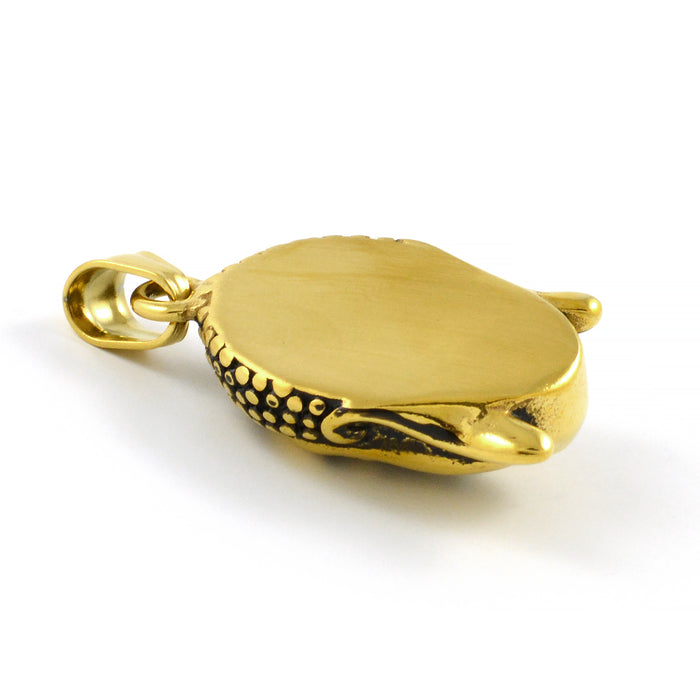 Stor berlock / hänge, Buddha huvud, rostfritt stål i guld, 24x29mm, 1st