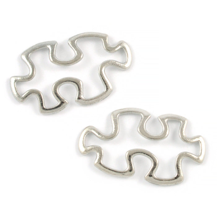 Connector, puzzle piece, platinum, 30x17mm, 5pcs