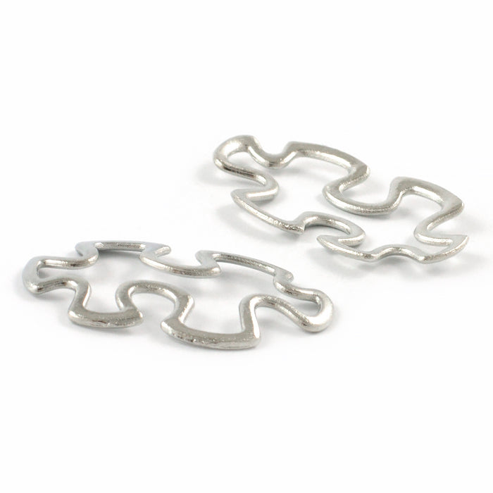 Connector, puzzle piece, platinum, 30x17mm, 5pcs