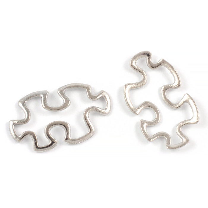 Connector, puzzle piece, platinum, 30x17mm, 5pcs