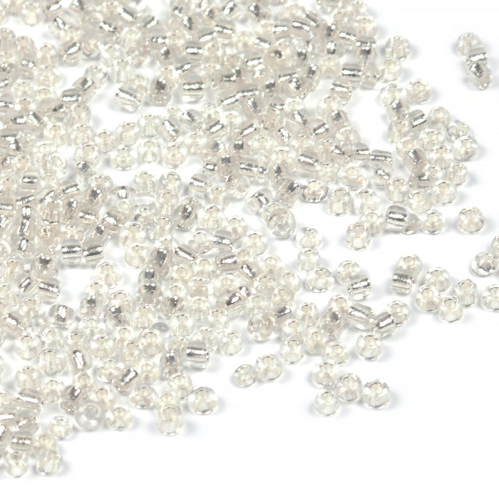 Seed Beads, 2mm, silverlined klar, 30g