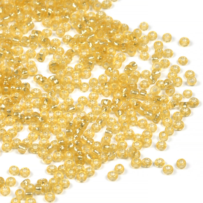 Seed Beads, 2mm, silverlined guld, 30g