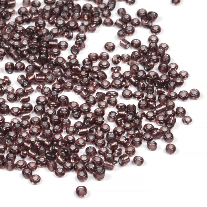 Seed Beads, 2mm, silver lined dark rose blush, 30g