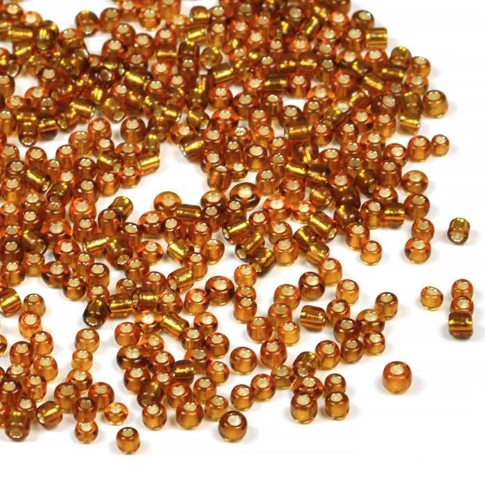 Seed Beads, 2mm, silverlined brun, 30g