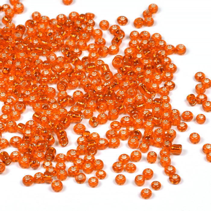 Seed Beads, 2mm, silverlined orange, 30g
