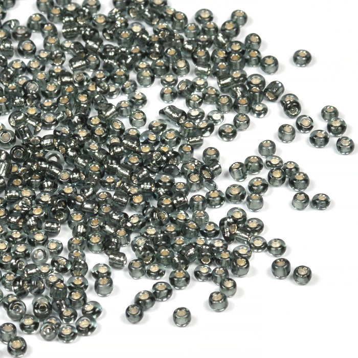 Seed Beads, 2mm, silverlined grå, 30g