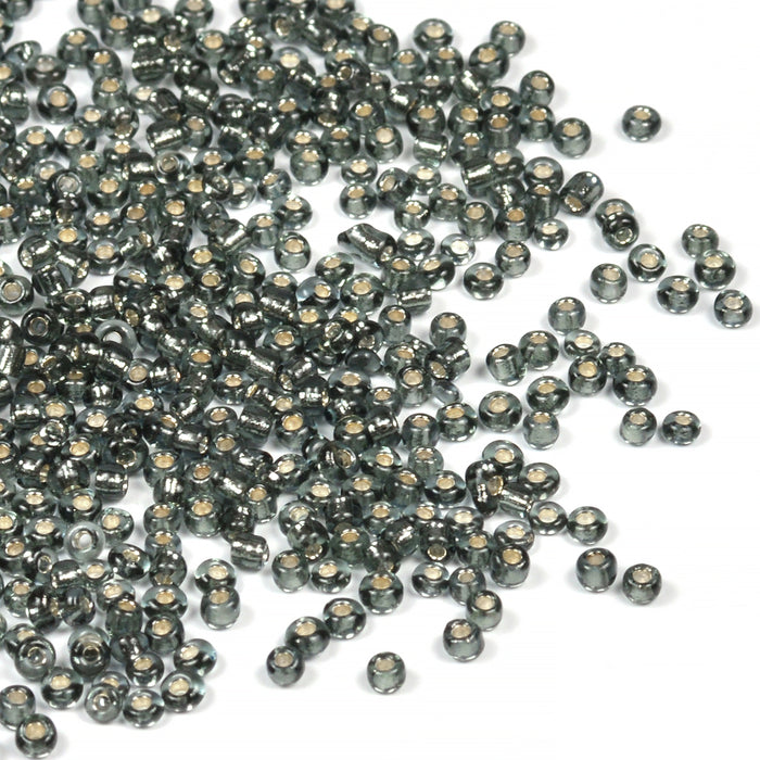 Seed Beads, 2mm, silver lined grey, 30g