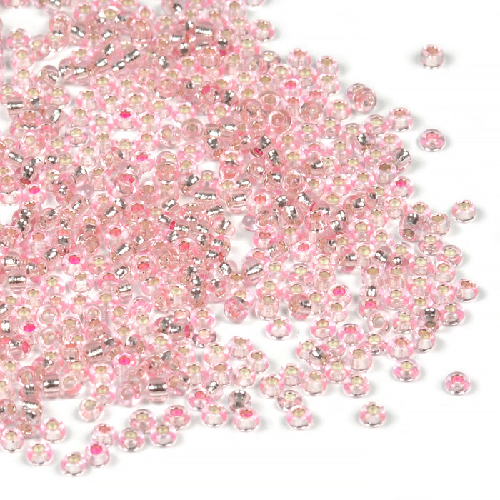 Seed Beads, 2mm, silver lined light pink, 30g