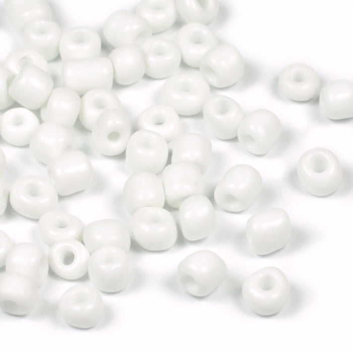 Seed Beads, 5mm, opaque white, 30g