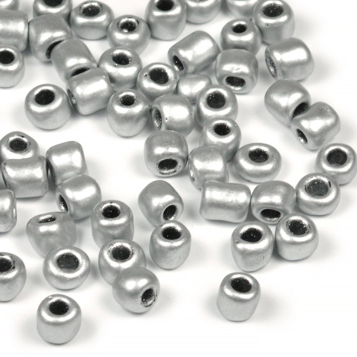 Seed Beads, 5mm, silver matt metallic, 30g